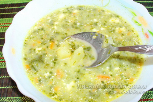 Пшенный суп со шпинатом