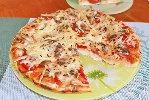 Пицца с грибами на дрожжевом тесте